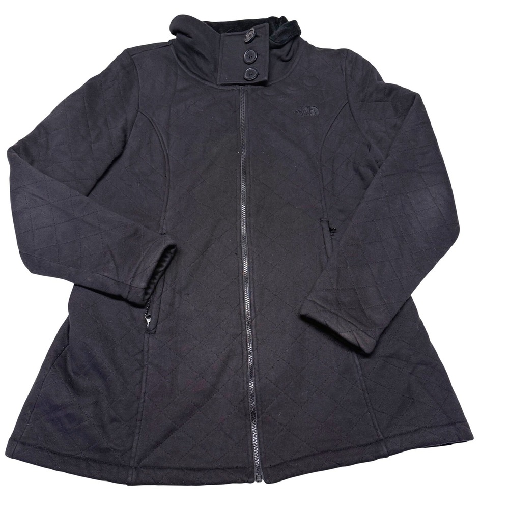 The North Face Womens Black Quilted Full Zip Jacket Faux Fur Collar XL